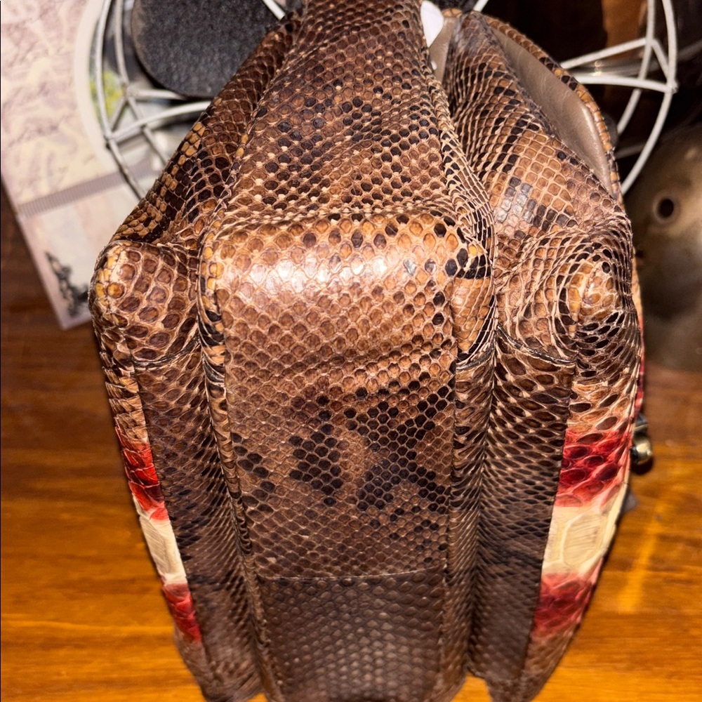 Authentic Bally Python Snake Skin Leather Shoulde… - image 4